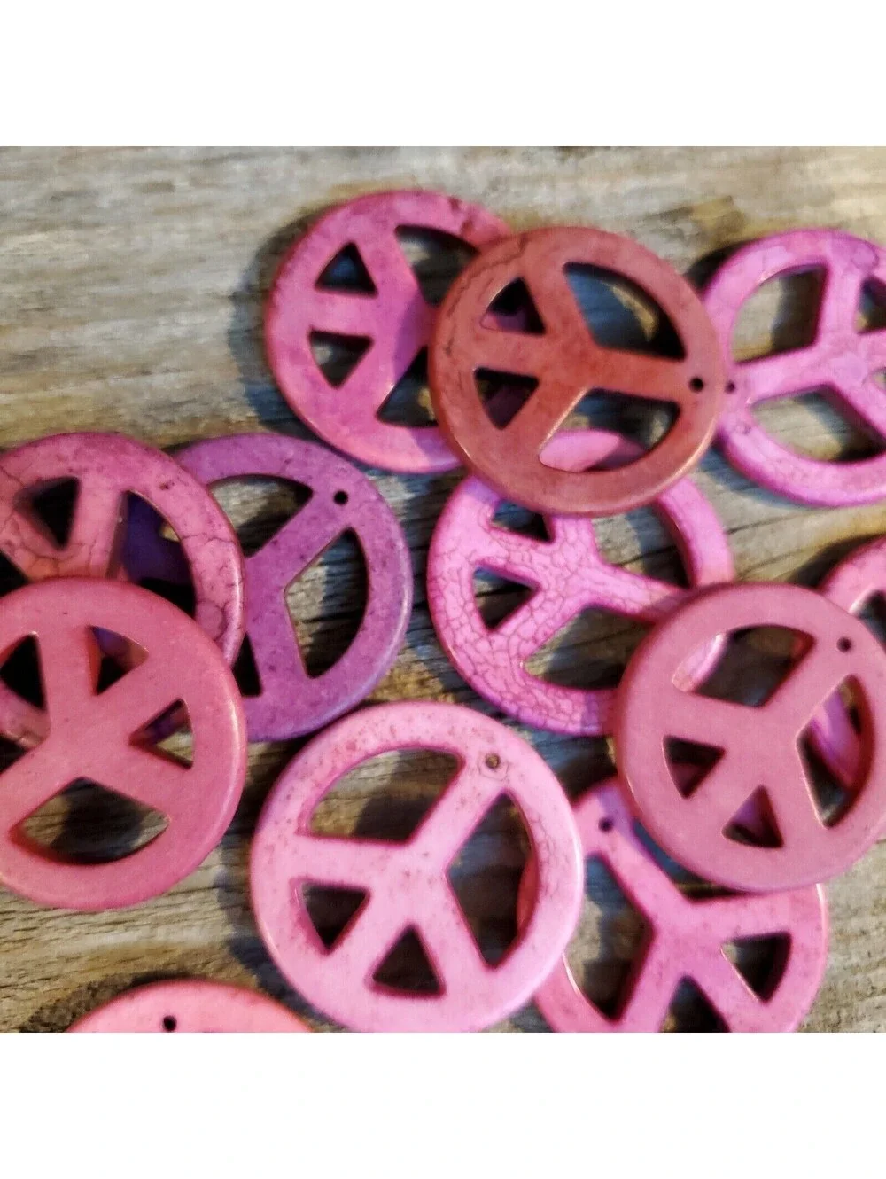 Peace Sign Pendant Pink Magnesite Stone with Matrix